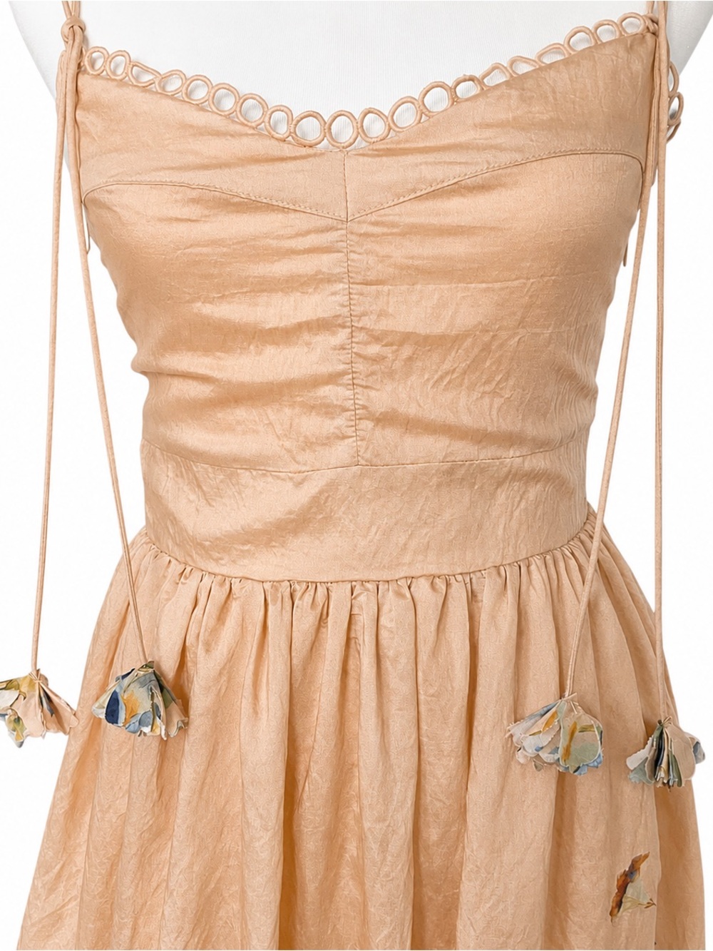 En Saison Peach Floral Corset Midi Dress Cottagecore Fairycore Romantic XS - Picture 8 of 16